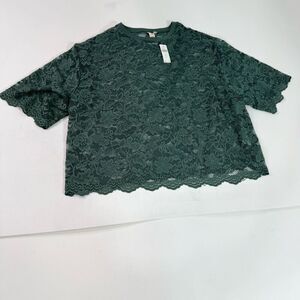 Dolan Left Coast Top Shirt Womens 3x Green Lace Blouse New Short Sleeve Classic